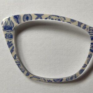 Pair Eyewear glasses toppers Nautical Toile for the Wanda frame